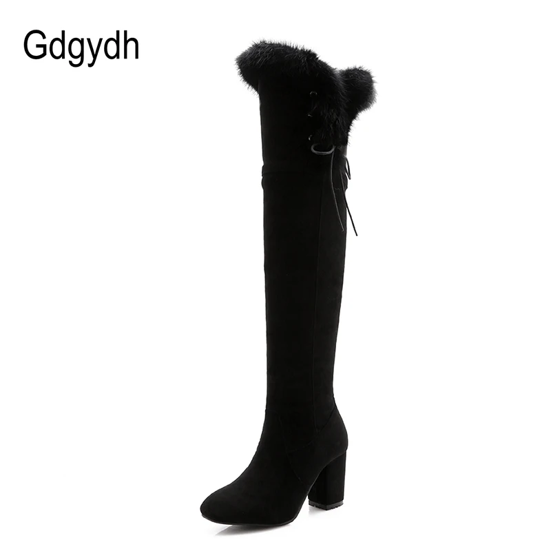 Gdgydh Female Snow Boots Winter Warm Shoes Woman Suede Over the Knee High Booties Shoes High Quality 2022 New Arrival Plush