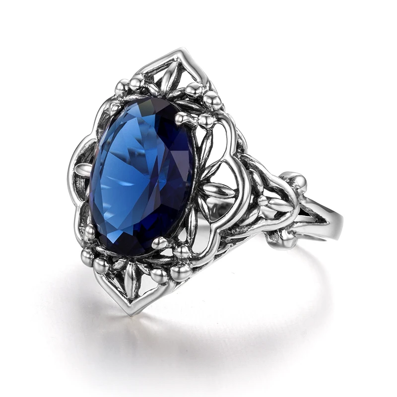 Szjinao Sapphire Rings owalny kwiat elegancki wiktoriański ciemny niebieski kamień szlachetny pierścień 925 Sterling silver Carve Kate Fine Jewelry Wedding — zdjęcie 4