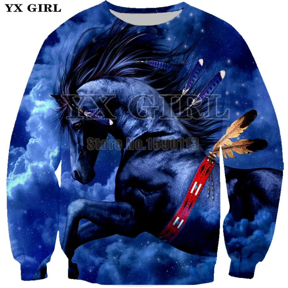 Colorful Horse 3D Sweatshirts Unisex Hoodies With 3D Print Hoodie Unique Autumn Winter Loose Thin Hooded Hoody Top plus size 7XL