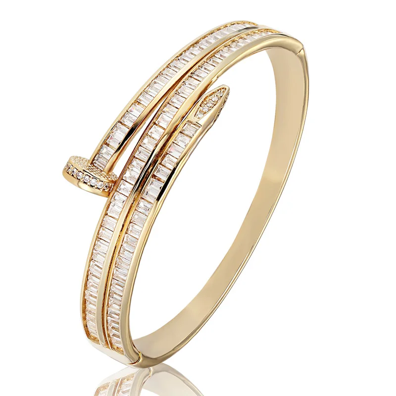 Zlxgirl AAA Zircon bangle For Women Party Anniversary Jewelry Copper Men Bangle Pulseira Women\'s Gold-color Bangle & Braceletes