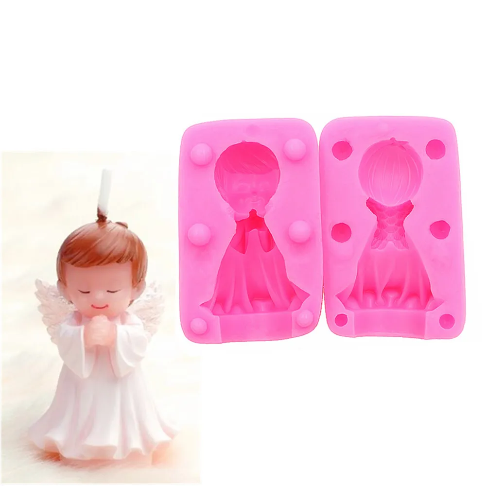 

Gadgets Fondant Molds Little Boy Silicone Mold 3D Boy Angel Praying Silicone Candle Mold Baby Party Fondant Cake Decorating