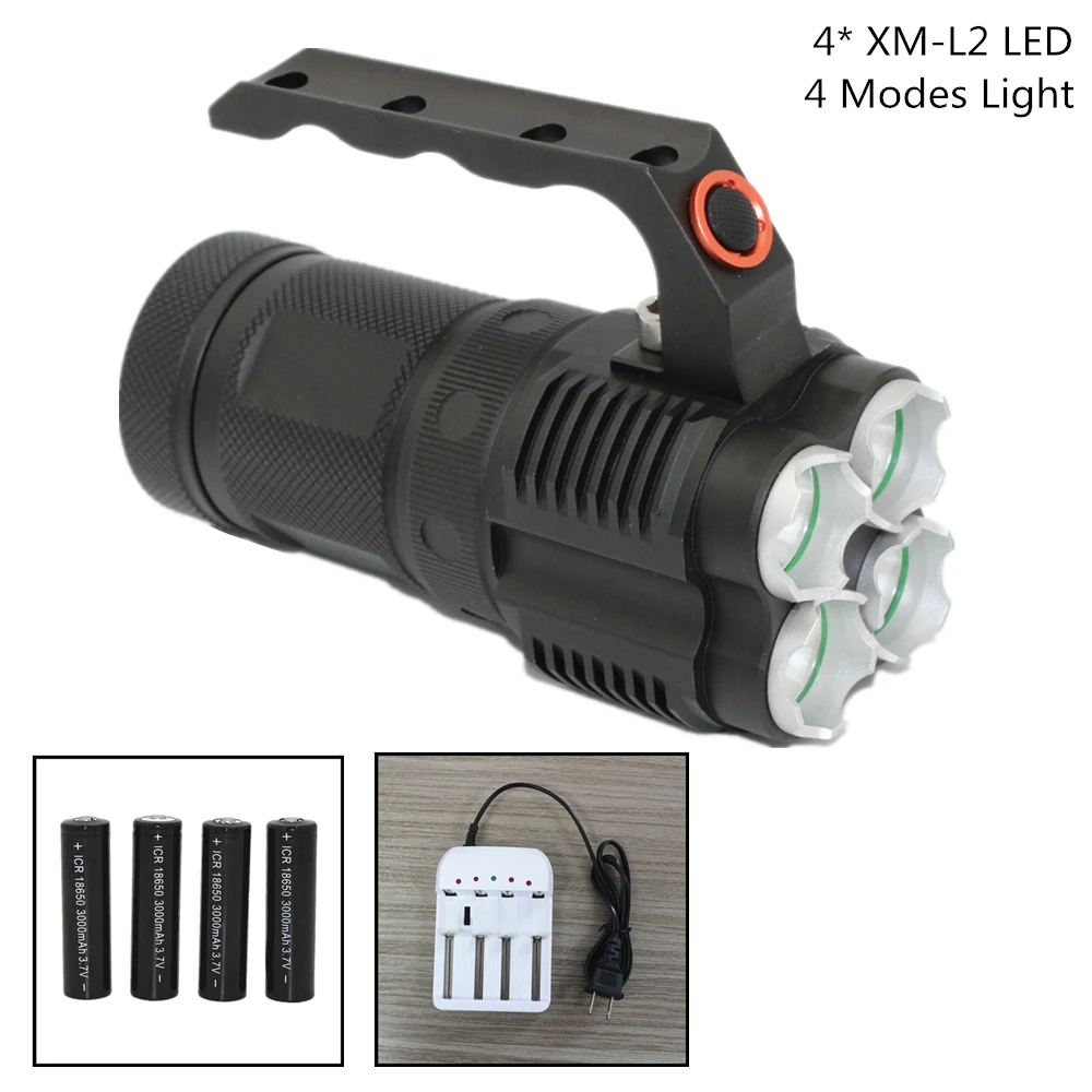 lanterna tatica x xm l2 led 4800 lumens modos luzes flash luz aluminio tocha lampada de energia por 4x18650 bateria 01