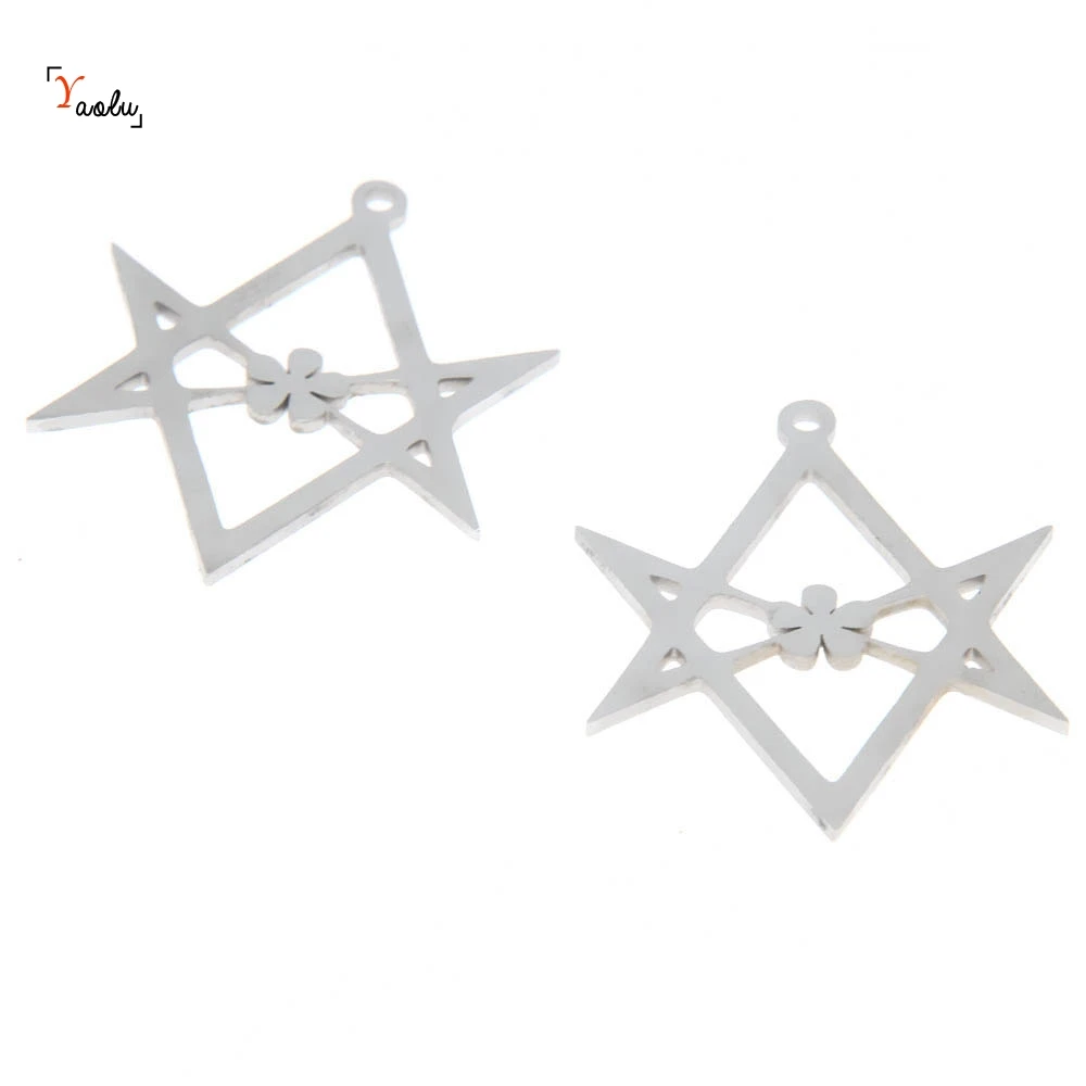 5pcs/lot Hexagram Symbol charm Unicursal Hexagram thelema snake Aleister Stainless steel Charm pendant 29x23mm