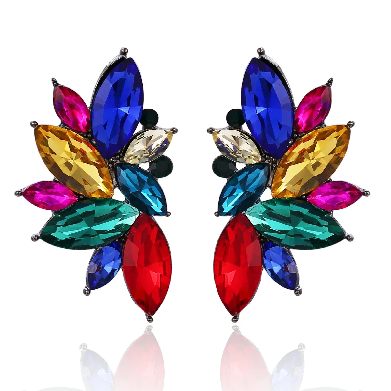 HOCOLE Fashion Crystal Rhinestone Drop Earrings For Women Handmade Korean Statement Dangel Earring Female Jewelry Brincos 2019