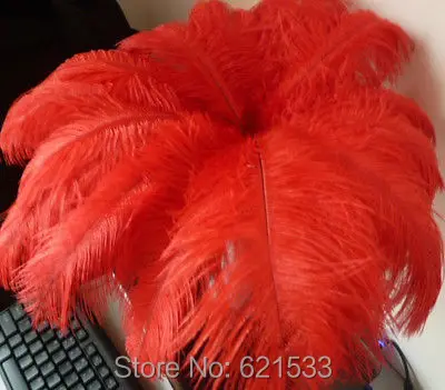 Wholesale!100pcs/lot High Quality Natural Red OSTRICH FEATHERS 12-14inch/30-35cm