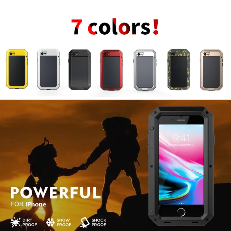 Heavy Duty 360 Full Body Doom Armor Waterproof Metal Case For iPhone 15 14 12 13 11 Pro Max XR 6 7 8Plus SE XS Shockproof Cover