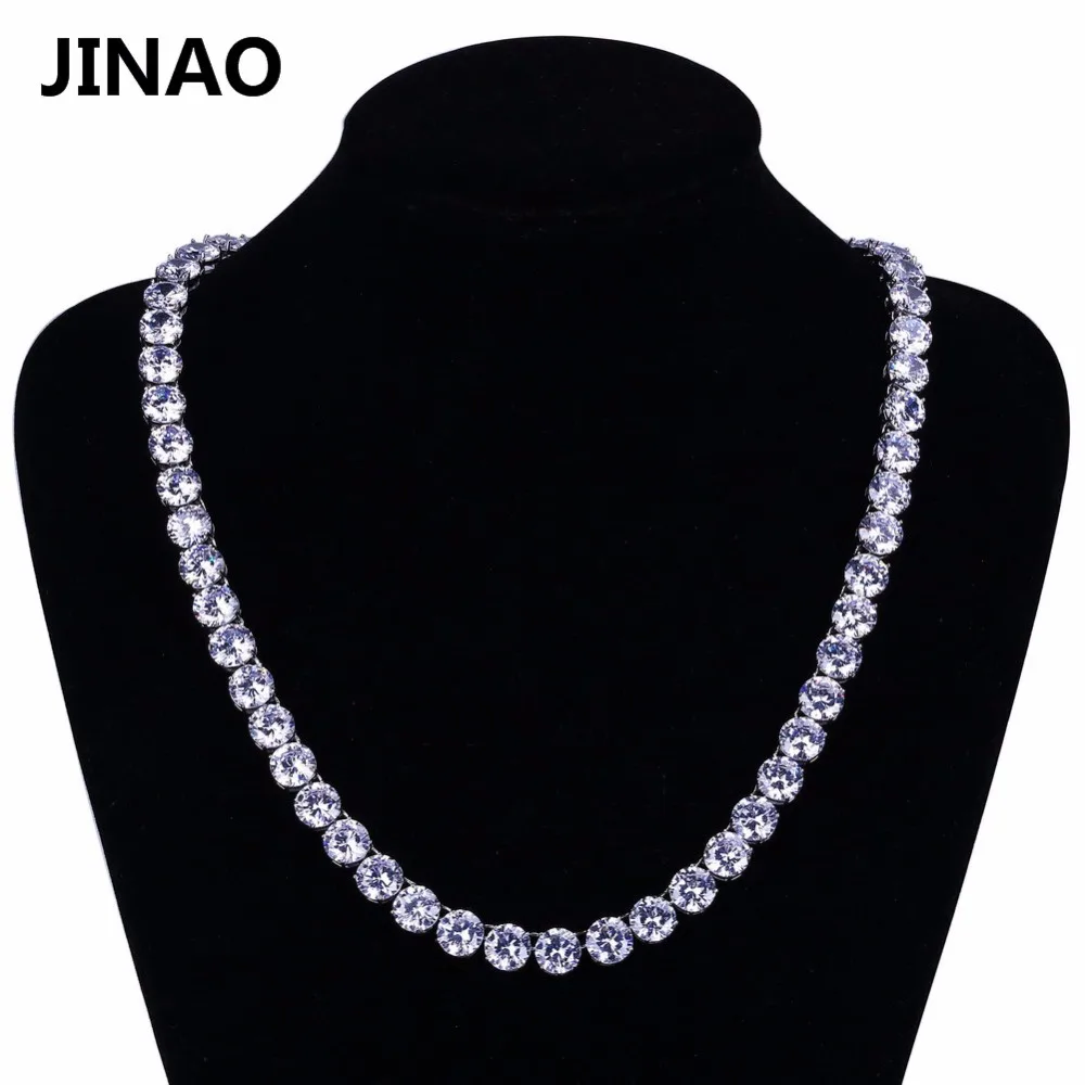 JINAO Hip Hop Male 10mm Tennis Chain Necklace Jewelry Necklace Copper Gold/Silver-Color Plated Micro Pave CZ Stone  20\