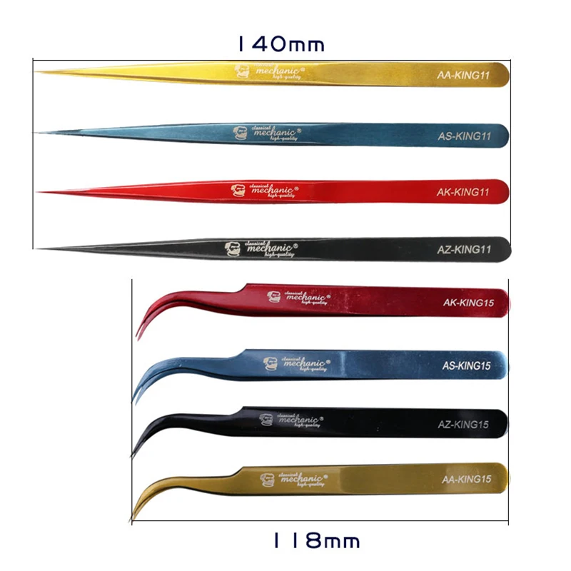 Pincettes de précision en acier inoxydable, pincettes de précision en acier inoxydable, droites et incurvées pour l'électronique, outils à main de réparation