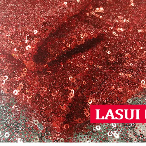 LASUI 13 colors 5 yards=1 lot 3MM encryption brilliant Gradient sequins mesh lace fabric Evening dress  Party dress fabric W0041