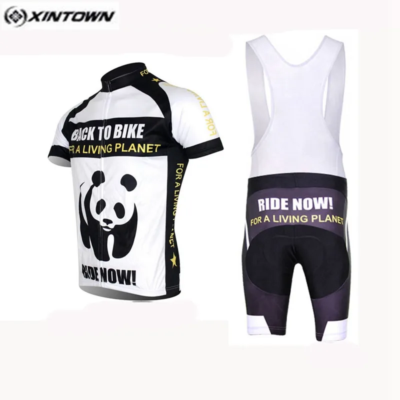 XINTOWN Men mtb Bike Jerseys Shorts Sets Black panda cycling Clothing Suits ropa ciclismo Bicycle Top Pro Cycling Wear Shirts