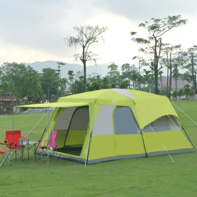 One hal two bedroom 6-12 person double layer ultralarge party family camping tent