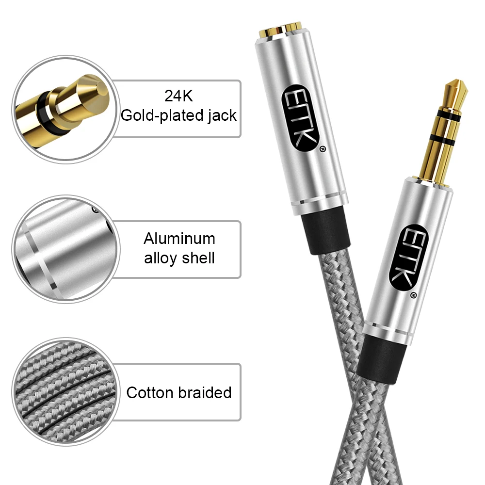 Удлинительный кабель EMK 3,5 с разъемами «штекер-гнездо», aux-провод, удлинитель кабеля 3,5 мм, 0,5 м, 2 м, 3 м, aux удлинитель для автомобильных колонок