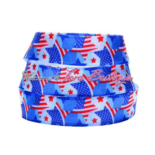 

FLRA FOE 5/8" July 4th foe heat transfer patriotism fold over elastic, 100yards/lot