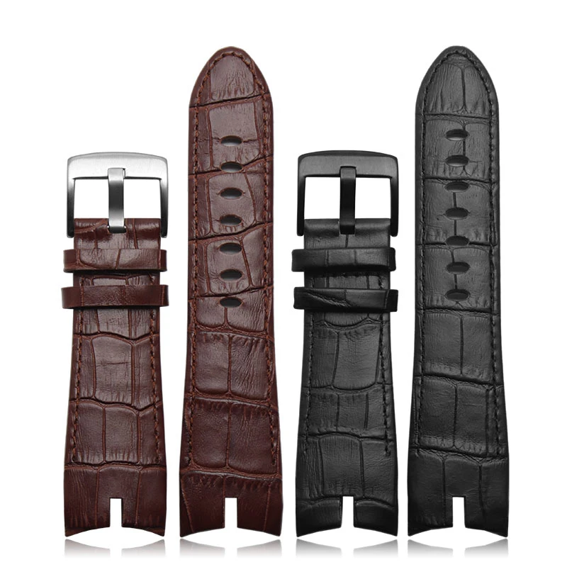 

NEW Arrivals 26*22mm Black and Brown Genuine leather strap watch strap crocodile pattern For Roger Dubuis EXCALIBUR series