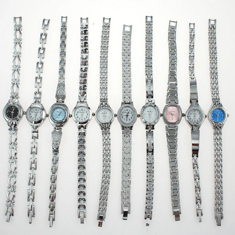 10pcs/Lot Mixed Style Bulk Silver Lady Women Quartz Wrist Watch Gift Hot Popular Wholesale JB2T