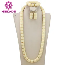 Long Fashion Wedding Beads Necklace White Artificial Coral Bridal Jewelry Sets African Beads Jewelry Set Free Shipping ABK261