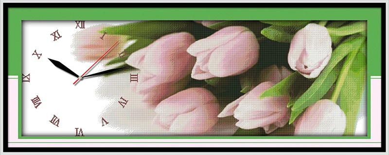 Tulip cross stitch kit 14ct 11ct count print canvas wall clock stitching embroidery DIY handmade needlework