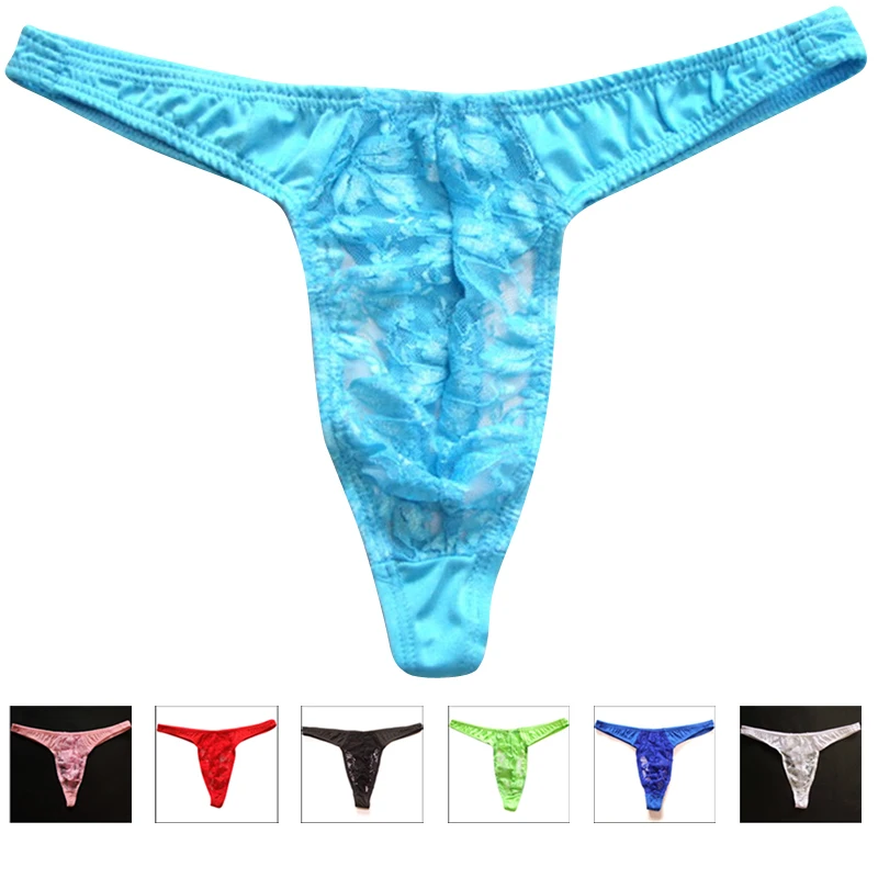 

hot Sissy Men Lace Thong Transparent Breathable Panties Men See Through Pouch G-Strings Male Underpants jockstrap gay underwear