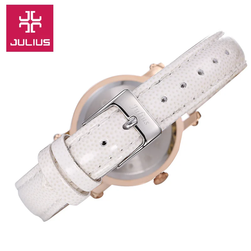 Julius Lady Women\'s Watch Japan Quartz Hours Fine Fashion Clock Bracelet Real Leather Hollow Heart Girl Birthday Gift No Box