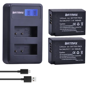 بطارية كاميرا 2x1040mAh LP-E17 LP E17 E17 + شاحن USB مزدوج LCD لكانون EOS M3 M5 M6 750D 760D T6i T6S 800D 8000D Kiss X8i أفضل 10 شاحن G2C 17 مبيعات - رقم 7