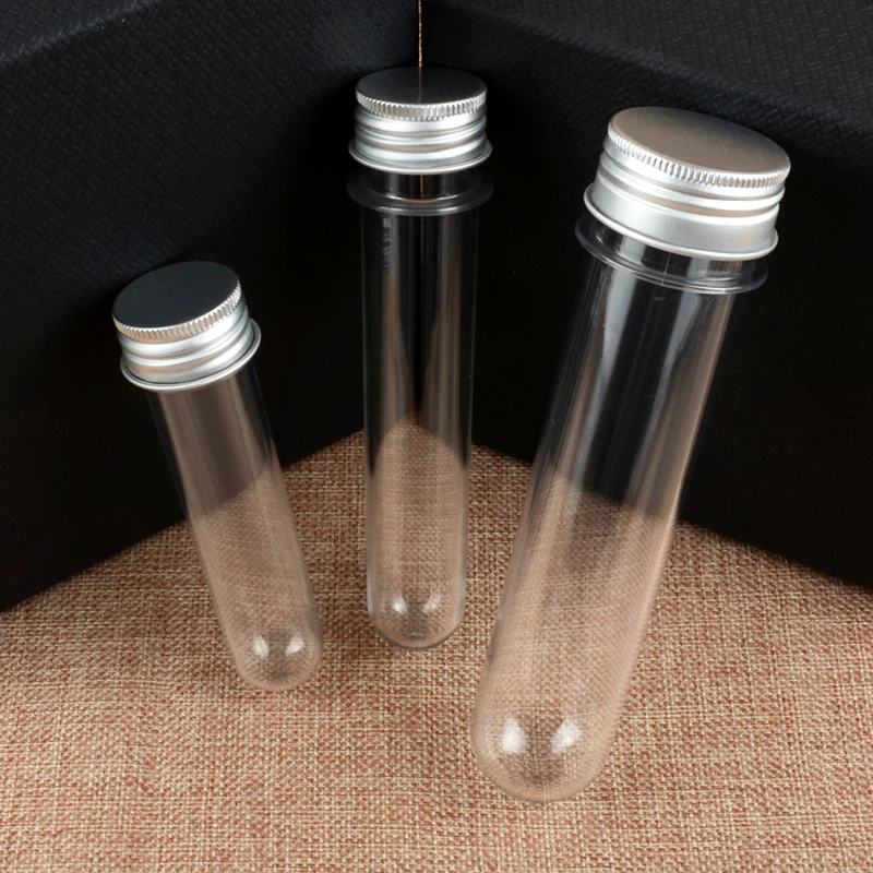 10pcs 30ml 40ml 100ml transparent mask bath salt test plastic tube with aluminum cap empty clear pet cosmetic tube