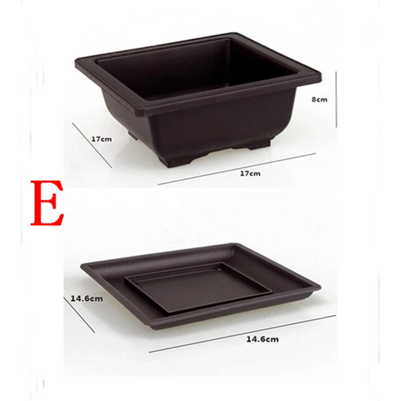 1Set Flower Pot + Tray Balcony Square Flower Bonsai Bowl Nursery Basin pots Planter Imitation Plastic Rectangle Flower Pots