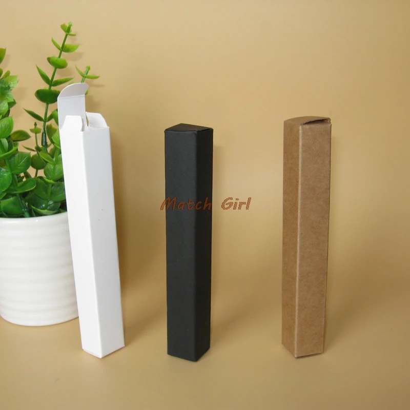 100pcs- 1.8x1.8cm Kraft Paper Pen Box White Black Perfume Eyeliner Lipstick Sample Gift Packaging Boxes 4.5/5.5/6.5/7.5/8.5cm