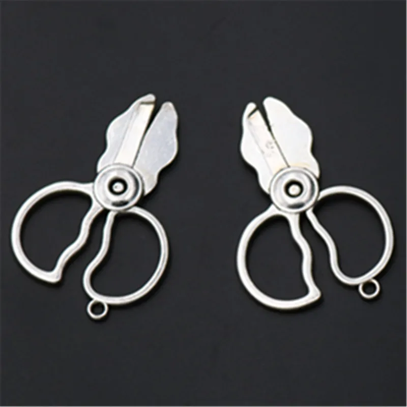 WKOUD 10pcs Silver Color gardener pruning scissors glamour necklace bracelet DIY jewelry alloy pendants findings A984