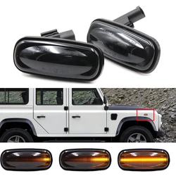 Niscarda-Luz LED de posición lateral para coche Land Rover Discovery 2, luz de flujo dinámico ámbar de 2 piezas, 1999-2004 Defender Freelander 1 2002-2005