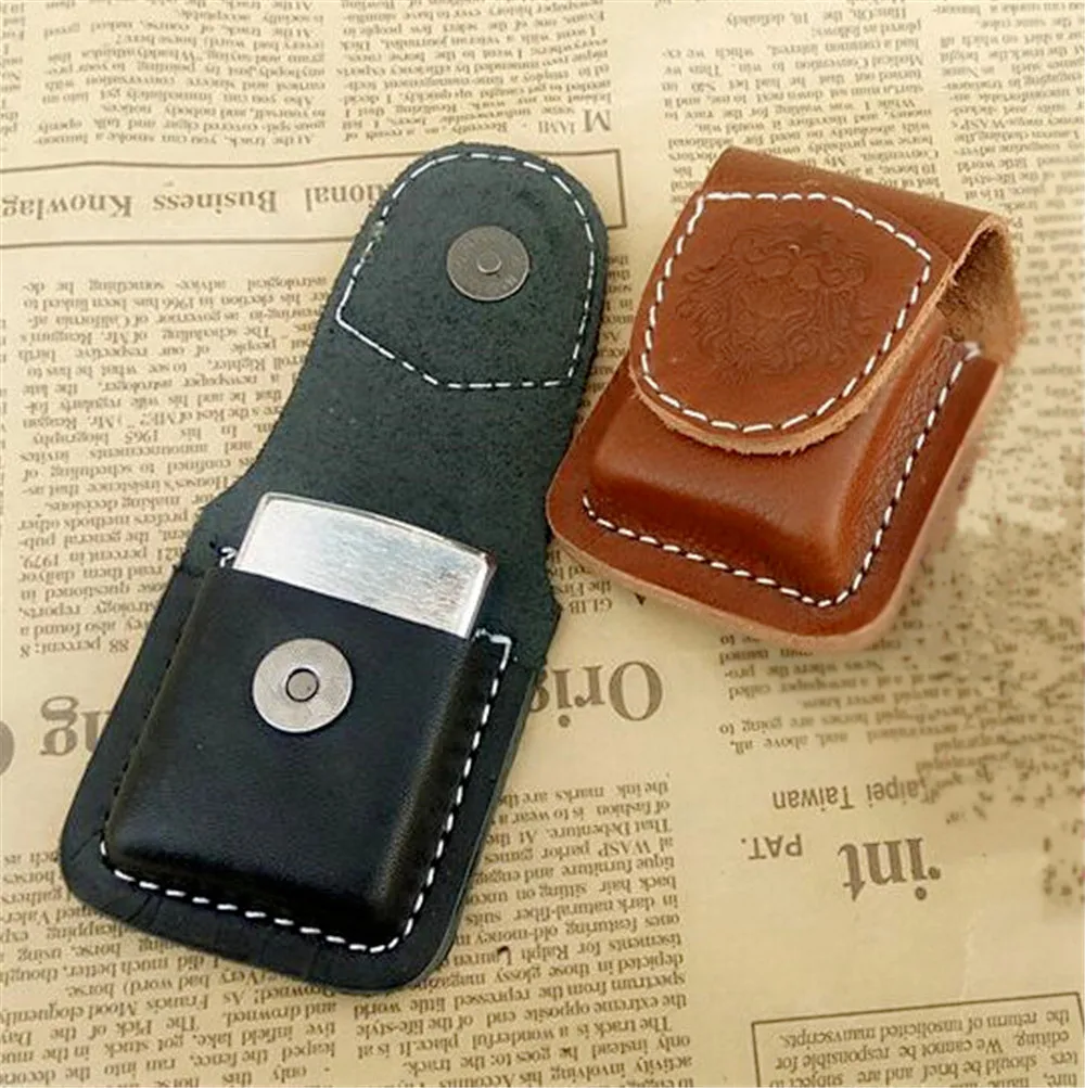 Leather Cigarette Lighter Case, Lighter Holder, Pouch Box Loop for Flat Zippo Lighter Case, No Lighter