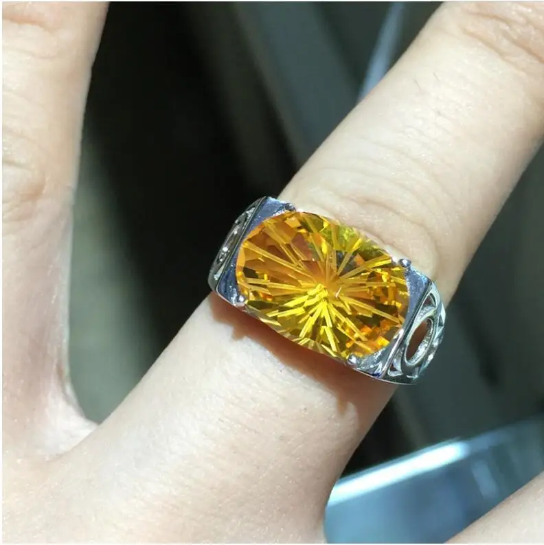 Men ring Citrine ring Natural real citrine 925 sterling silver Fine yellow crystal jewelry Handworked jewelry