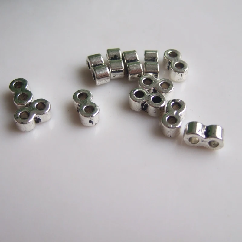 30pcs Zinc Alloy 2mm Double Holes Slider Spacers Beads for 2mm Round Leather Cord