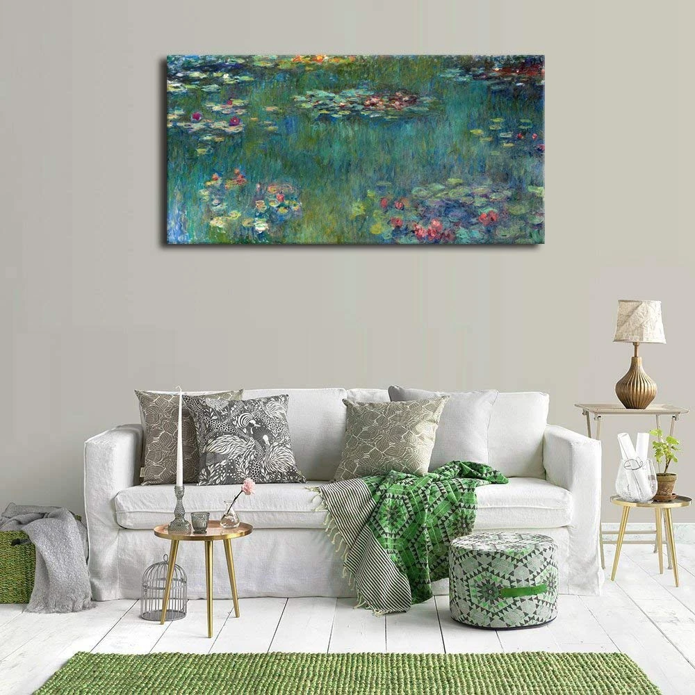 

Claude Monet Water Lilies Panoramic Painting Artwork Contemporary Picture Canvas Print for Home Office Wall Decor Drop Shipping