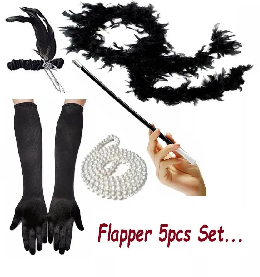 

1920s Flapper girl fancy dress Accessories Ladies Cosplay Costume 20s Theme Charleston Party Outfit Hen Party Photobooth Props