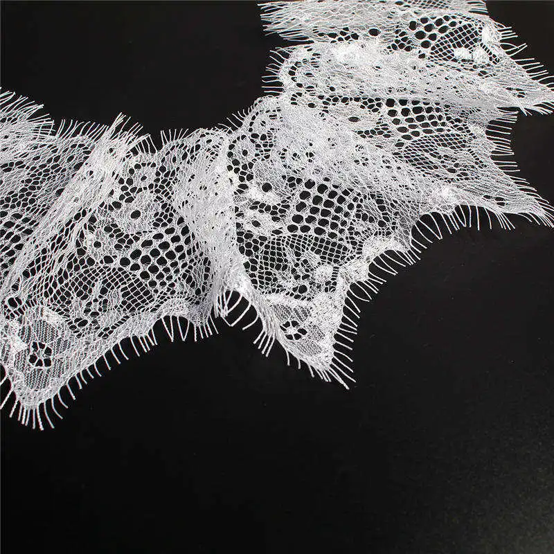 3M/PC Black White Eyelash Lace Fabric DIY Decorative Soft Nylon Lace Trim Clothing Sewing Applique Fabric 10cm width