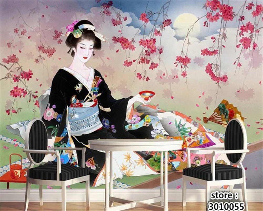 

beibehang 3d wallpaper on the grass lying on the skirt pattern Beautiful oriental beauty painting papel de parede wall paper