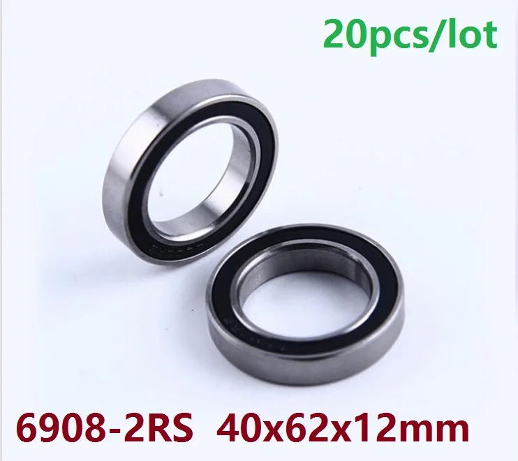 20pcs/lot 6908RS 6908-2RS 6908 RS ball bearing 40*62*12 Deep Groove Ball Bearing 40x62x12 mm 2RS