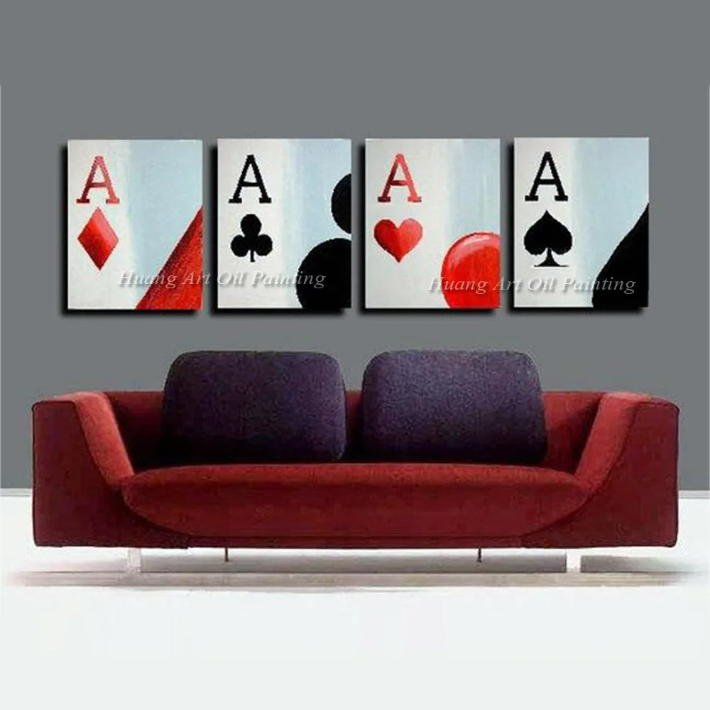 

New Hand Painted Poker Oil Painting on Canvas Modern Abstract Game Card Acrylic Paintings Home Wall Decor Group of Pictures