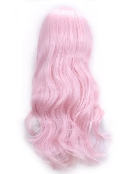 Pink Wig Heat Fei-Show Resistant Perruque Long Curly Hair Peruk Pelucas Cos-play Costume Synthetic Salon Party Hairpiece