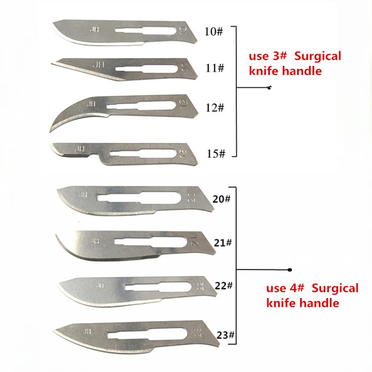 100Pcs Disposable steel suigical knives medical aseptic packaging scalpel  3# 4# JZ Blade Handle Sterile Surgical Scalpel Blades