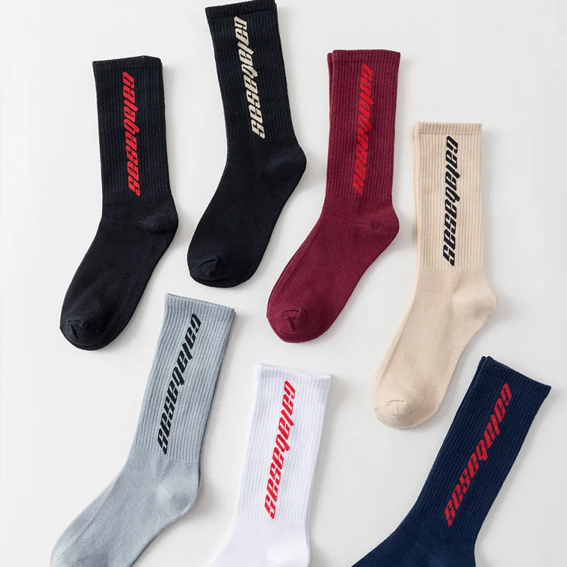 New Fashion Men Cotton Socks Women Streetwear Kanye West Ins Crew Socks Hip Hop Letter Calabasas Socks Long Skateboard Sock