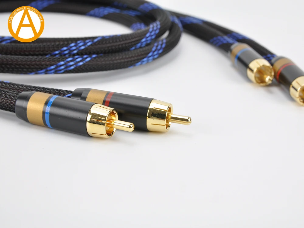 ANAUDIOPHILE RCA Audio Cable HiFi 4N OFC RCA Interconnect Audio Cable Male To Male For Preamp Amplifier Self-Locking RCA Plug