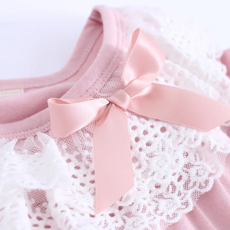Girls Princess Cotton Nightgowns Mother Daughter Long Sleeve Nightdress Knitted Pajamas Kids  Bud Silk Sleepwear 4-20 Yer