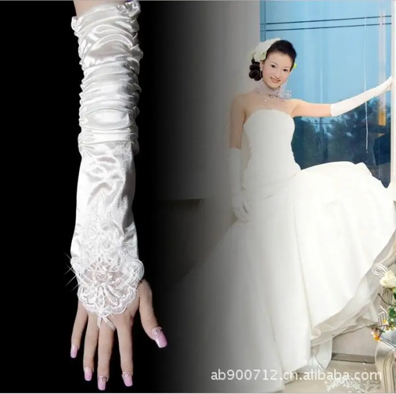 2016 Wedding Accessories Bridal Gloves Fingerless Beaded Embroidered Lace Folded Wedding Gloves Short Luvas De Renda BV298