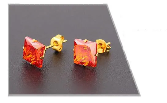 PE90 Titan-Ohrringe mit 5mm AAA Bunten Quadratischen Zirkonia 316L Edelstahl-Ohrringe IP-Beschichtung Nicht Verblassend Allergiefrei – Detail 21