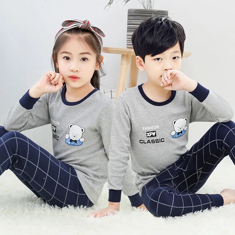 

Children's Pajamas Sets Warm Baby Girls Boys Clothes Cotton Kids Sleepwear Long Sleeve Tops+Pants 2Pcs Set