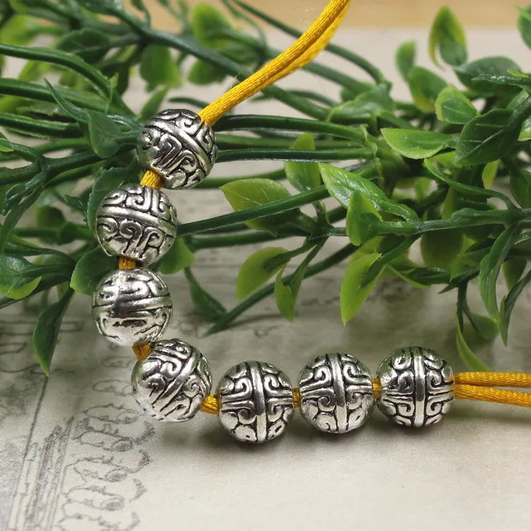 30pcs/lot Handmade Bracelet Beads Accessories 7mm Round Tibetan Silver Spacer Beads Beading Jewelry Making Decoration Charms