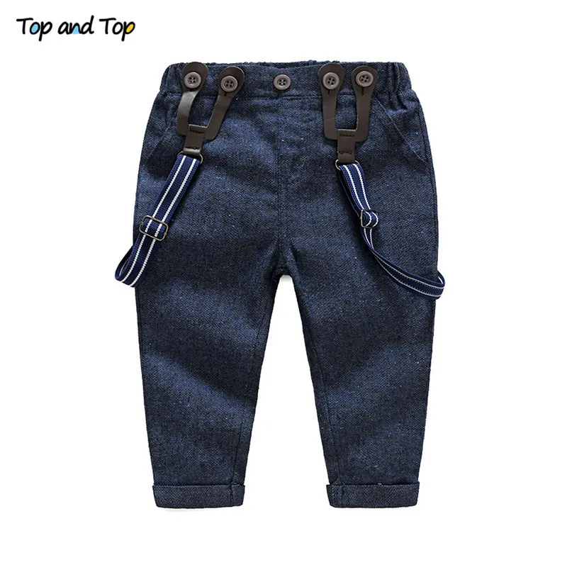 Top and Top Baby Boy Clothing Set Autumn Newborn Gentleman Suit Long Sleeve Bow Shirt+Suspender Pants Kids Cotton Formal Clothes