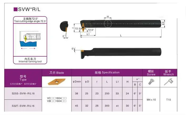 1 Chiếc S16Q-SVWBR11 S20R-SVWBR11 S20R-SVWBR16 S25S-SVWBR16 S32T-SVWBR16 SVWBL16 SVWBL11 16-32Mm Tiện Bằng Máy CNC Dụng Cụ