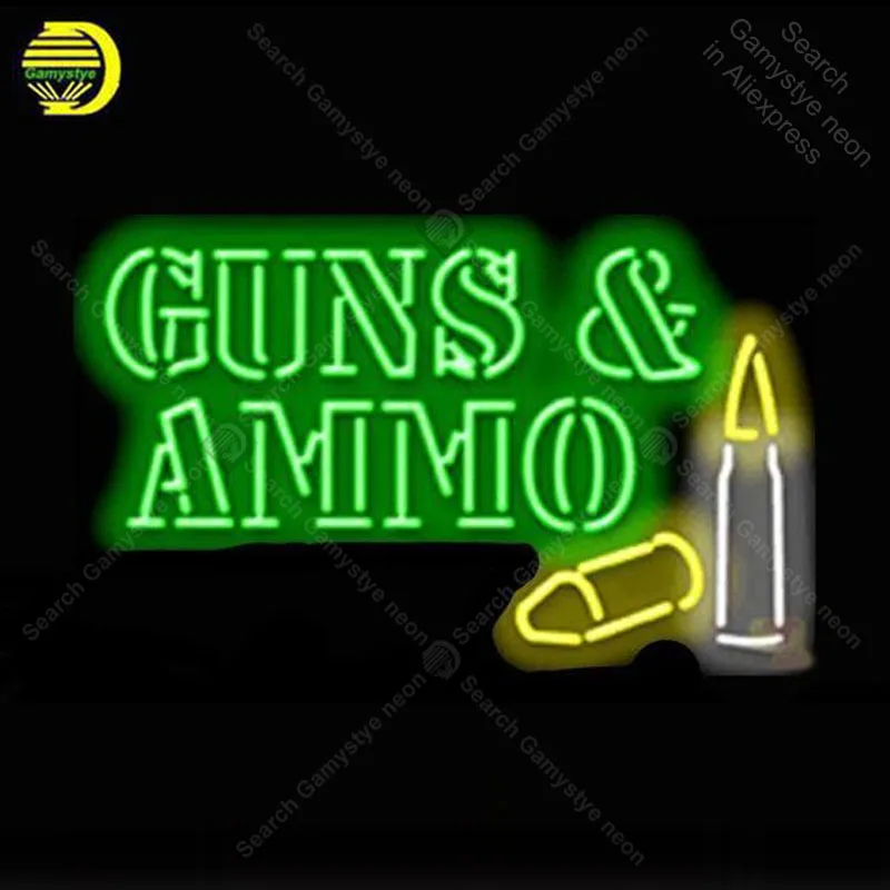 

Neon Sign for Guns & Ammo Neon Bulb sign handcraft Signboard Hotel Dropshipping Neon light sign Light up wall Beer Bar Lamps